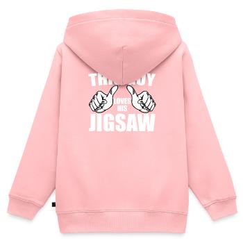Dieser Typ Liebt Seine Stichsäge - Kinder Premium Organic Zip Hoodie - Rosa - Hinten - AI Model Kid Female (0cm)