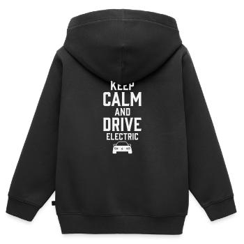 Elektrofahrzeug Ruhig Bleiben Und Elektrisch - Kinder Premium Organic Zip Hoodie - Schwarz - Hinten - AI Model Kid Male (0cm)