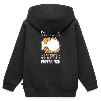 So I'm a puffer fish Giant puffer fish - Kids Premium Organic Zip-up Hoodie - black - Back - AI Model Kid Male (0cm)
