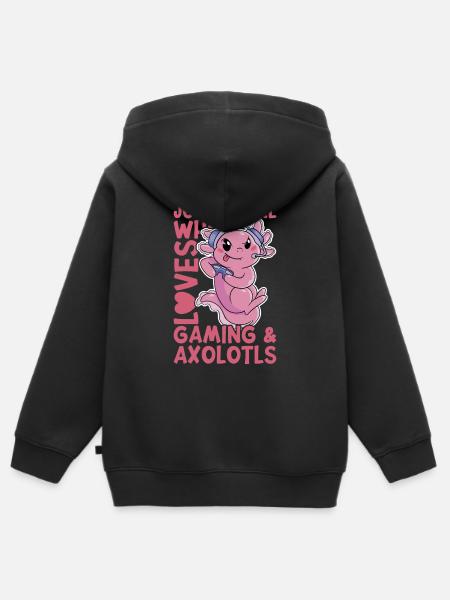 Axolotl - Kids Premium Organic Zip-up Hoodie - black