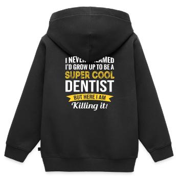 Cadeaux de dentiste drôles - Sweat Premium à capuche zippé enfant bio - noir - Dos - AI Model Kid Male (0cm)