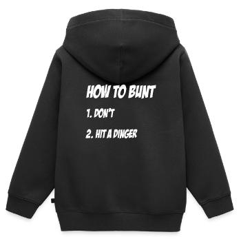 How To Bunt 1 Don't 2 Hit a Dinger Baseball - Kids Premium Organic Zip-up Hoodie - black - Back - AI Model Kid Male (0cm)