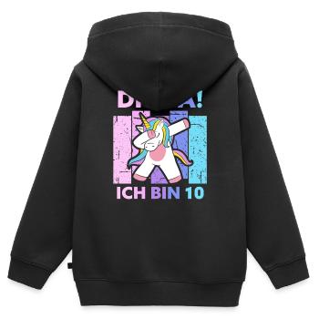 10. Geburtstag Geschenk 10 Jahre Einhorn Zehn - Kinder Premium Organic Zip Hoodie - Schwarz - Hinten - AI Model Kid Male (0cm)