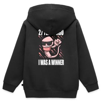 Homme Sperme Anniversaire 27 ans - Sweat Premium à capuche zippé enfant bio - noir - Dos - AI Model Kid Male (0cm)