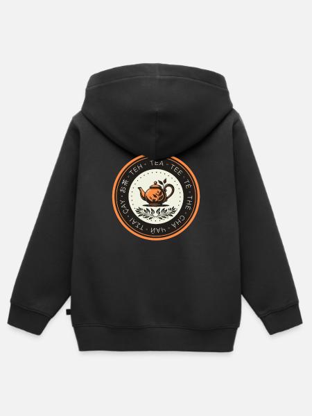 Tea Lover Badge - Premium børne zip-hættetrøje økologisk - sort
