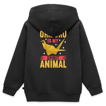Origami - Kinder Premium Organic Zip Hoodie - Schwarz - Hinten - AI Model Kid Male (0cm)