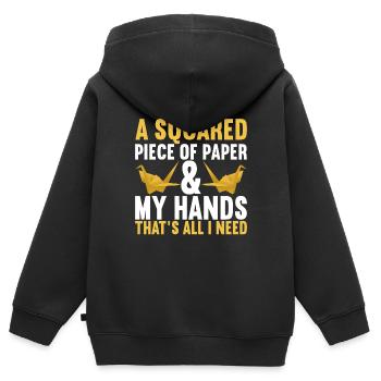 Origami - Kinder Premium Organic Zip Hoodie - Schwarz - Hinten - AI Model Kid Male (0cm)