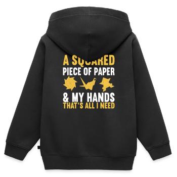 Origami - Kinder Premium Organic Zip Hoodie - Schwarz - Hinten - AI Model Kid Male (0cm)