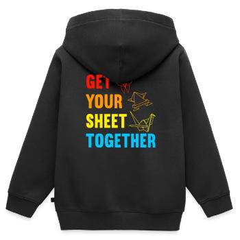 Origami - Kinder Premium Organic Zip Hoodie - Schwarz - Hinten - AI Model Kid Male (0cm)