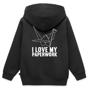 Origami - Kinder Premium Organic Zip Hoodie - Schwarz - Hinten - AI Model Kid Male (0cm)