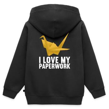 Origami - Kinder Premium Organic Zip Hoodie - Schwarz - Hinten - AI Model Kid Male (0cm)