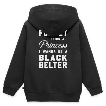 Combattant de karaté - Sweat Premium à capuche zippé enfant bio - noir - Dos - AI Model Kid Male (0cm)