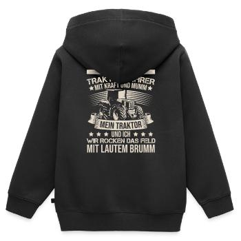 Ich Bin Ein Traktorfahrer Trecker Schlepper - Kinder Premium Organic Zip Hoodie - Schwarz - Hinten - AI Model Kid Male (0cm)