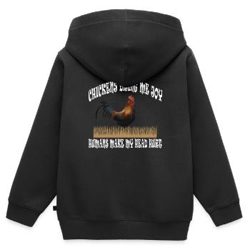 Poulets Éleveur Poulet Poulet - Sweat Premium à capuche zippé enfant bio - noir - Dos - AI Model Kid Male (0cm)