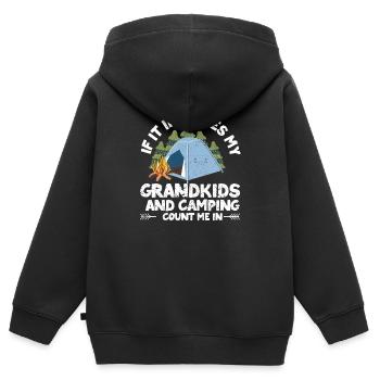 Wenn es um meine Enkelkinder und Camping geht - Kinder Premium Organic Zip Hoodie - Schwarz - Hinten - AI Model Kid Male (0cm)
