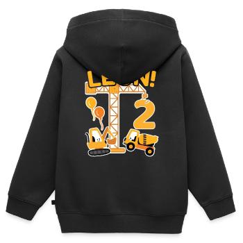 2. Geburtstag Vorname Leon Bagger Deko - Kinder Premium Organic Zip Hoodie - Schwarz - Hinten - AI Model Kid Male (0cm)