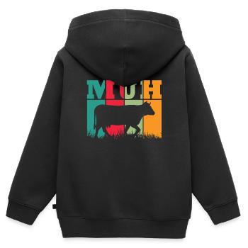 Muh Kuh - Kinder Premium Organic Zip Hoodie - Schwarz - Hinten - AI Model Kid Male (0cm)