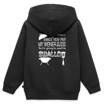 Hot Dog Lustige Wurst Weiner Ideen für Herren - Kinder Premium Organic Zip Hoodie - Schwarz - Hinten - AI Model Kid Male (0cm)