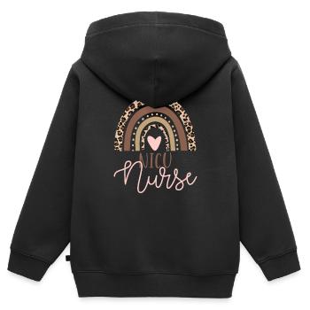 NICU Nurse ICU Neonatal Leopard Rainbow - Kids Premium Organic Zip-up Hoodie - black - Back - AI Model Kid Male (0cm)