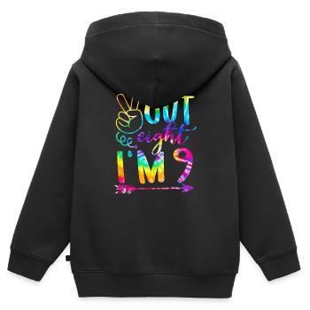 Peace Out Eight Ich bin 9 Krawattenfarbe 9. Herzlichen Glückwunsch zum Geburtstag - Kinder Premium Organic Zip Hoodie - Schwarz - Hinten - AI Model Kid Male (0cm)