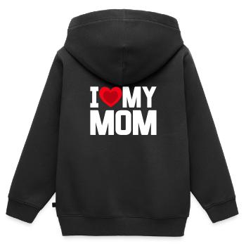 Ich Herz Meine Mutter Liebe Meine Mutter Glückliche Mutter - Kinder Premium Organic Zip Hoodie - Schwarz - Hinten - AI Model Kid Male (0cm)