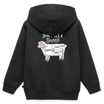 How I See A Sheep Cute Yarn Wool Sheep - Kids Premium Organic Zip-up Hoodie - black - Back - AI Model Kid Male (0cm)