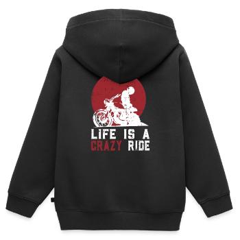 Motorrad Biker Chopper Geboren - Kinder Premium Organic Zip Hoodie - Schwarz - Hinten - AI Model Kid Male (0cm)