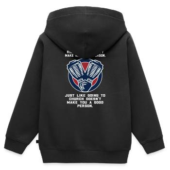 Moto Cadeau Motorsport Racer Moto Moto Biker - Sweat Premium à capuche zippé enfant bio - noir - Dos - AI Model Kid Male (0cm)