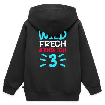 3 Geschenk 3. Geburtstag Drei Junge Mädchen - Kinder Premium Organic Zip Hoodie - Schwarz - Hinten - AI Model Kid Male (0cm)