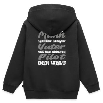 Vater und Pilot - Kinder Premium Organic Zip Hoodie - Schwarz - Hinten - AI Model Kid Male (0cm)