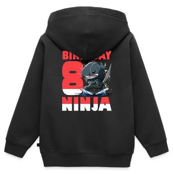 Shark Ninja I’m 8 - Action polonaise sous l’eau - Sweat Premium à capuche zippé enfant bio - noir - Dos - AI Model Kid Male (0cm)