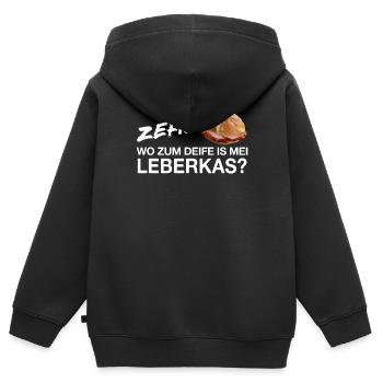 Leberkäs Bayern Leberkas Semmel Fleischkäse - Kinder Premium Organic Zip Hoodie - Schwarz - Hinten - AI Model Kid Male (0cm)