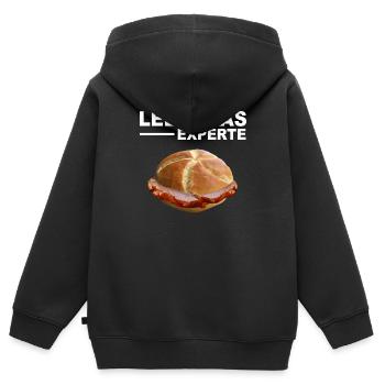 Leberkäs Bayern Leberkas Semmel Fleischkäse - Kinder Premium Organic Zip Hoodie - Schwarz - Hinten - AI Model Kid Male (0cm)