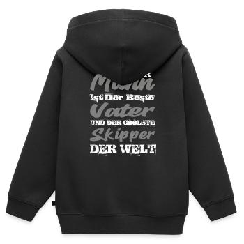 Skipper - Kinder Premium Organic Zip Hoodie - Schwarz - Hinten - AI Model Kid Male (0cm)