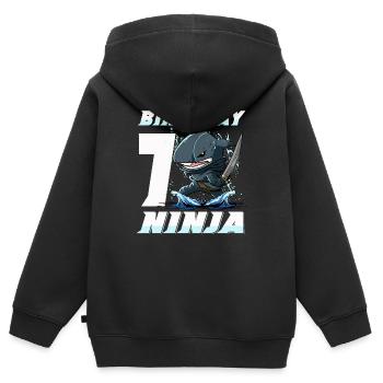 Shark Ninja I am 7 - Action Underwater Birthday - Kids Premium Organic Zip-up Hoodie - black - Back - AI Model Kid Male (0cm)