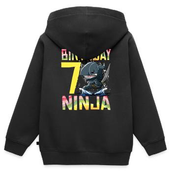 Shark Ninja I am 7 - Action Underwater Birthday - Kids Premium Organic Zip-up Hoodie - black - Back - AI Model Kid Male (0cm)