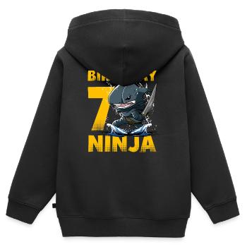 Shark Ninja I am 7 - Action Underwater Birthday - Kids Premium Organic Zip-up Hoodie - black - Back - AI Model Kid Male (0cm)