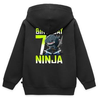 Shark Ninja I am 7 - Action Underwater Birthday - Kids Premium Organic Zip-up Hoodie - black - Back - AI Model Kid Male (0cm)