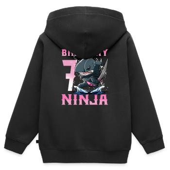 Shark Ninja I am 7 - Action Underwater Birthday - Kids Premium Organic Zip-up Hoodie - black - Back - AI Model Kid Male (0cm)