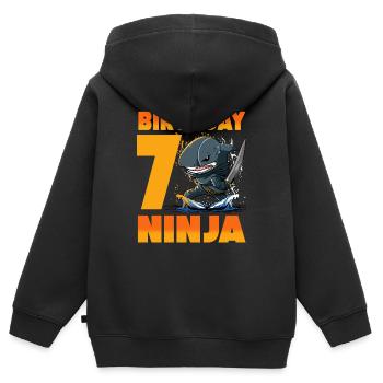 Shark Ninja I am 7 - Action Underwater Birthday - Kids Premium Organic Zip-up Hoodie - black - Back - AI Model Kid Male (0cm)