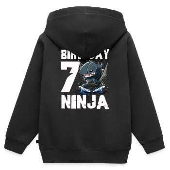 Shark Ninja I am 7 - Action Underwater Birthday - Kids Premium Organic Zip-up Hoodie - black - Back - AI Model Kid Male (0cm)