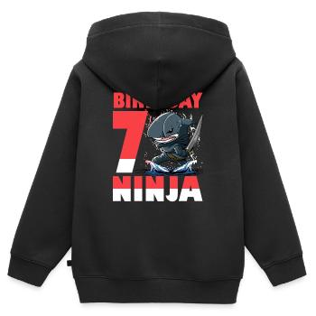 Shark Ninja I am 7 - Polish Action Underwater - Kids Premium Organic Zip-up Hoodie - black - Back - AI Model Kid Male (0cm)