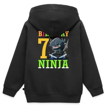Shark Ninja I am 7 - Action Underwater Birthday - Kids Premium Organic Zip-up Hoodie - black - Back - AI Model Kid Male (0cm)