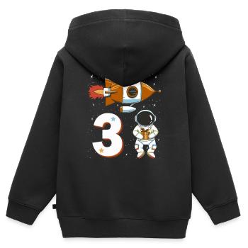 3. Geburtstag Astronaut 3 Jahre Weltall Jungen - Kinder Premium Organic Zip Hoodie - Schwarz - Hinten - AI Model Kid Male (0cm)