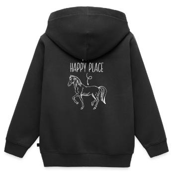 My Happy Place Pferdeliebhaber Geschenke Pferd Rücken - Kinder Premium Organic Zip Hoodie - Schwarz - Hinten - AI Model Kid Male (0cm)