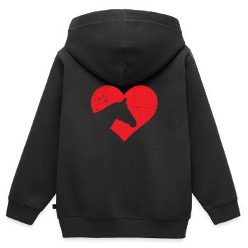 Pferd | Pferdeliebhaber | Reiter - Kinder Premium Organic Zip Hoodie - Schwarz - Hinten - AI Model Kid Male (0cm)