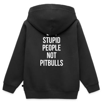 Drôle d’interdiction Les gens stupides pas les pitbulls Pit Bull - Sweat Premium à capuche zippé enfant bio - noir - Dos - AI Model Kid Male (0cm)