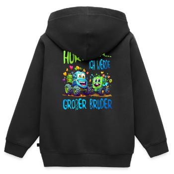 Großer Bruder Traktor und Kipplader - Hurra Bruder - Kinder Premium Organic Zip Hoodie - Schwarz - Hinten - AI Model Kid Male (0cm)