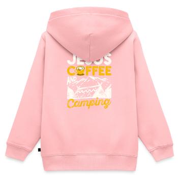 Jesus Kaffee und Camping Liebhaber Christian - Kinder Premium Organic Zip Hoodie - Rosa - Hinten - AI Model Kid Female (0cm)