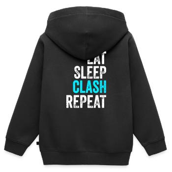 Mens Gaming Clan Idee Eat Sleep Clash Repeat - Kinder Premium Organic Zip Hoodie - Schwarz - Hinten - AI Model Kid Male (0cm)